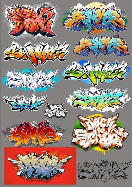 Grafiti Sticker Set 13 Parça Telefon, Tablet, Defter, Laptop Sticker