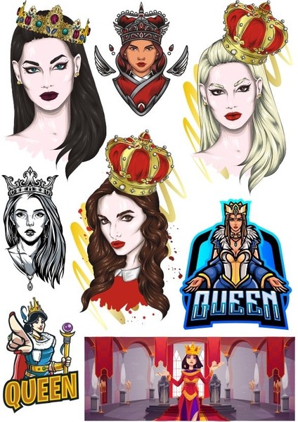 Kraliçe Sticker Set 8 8 Parça Telefon, Tablet, Defter, Laptop Sticker