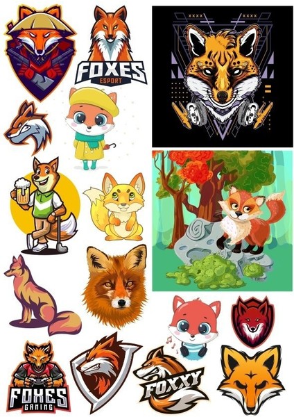 Tilki Sticker Set 5 15 Parça Telefon, Tablet, Defter, Laptop Sticker