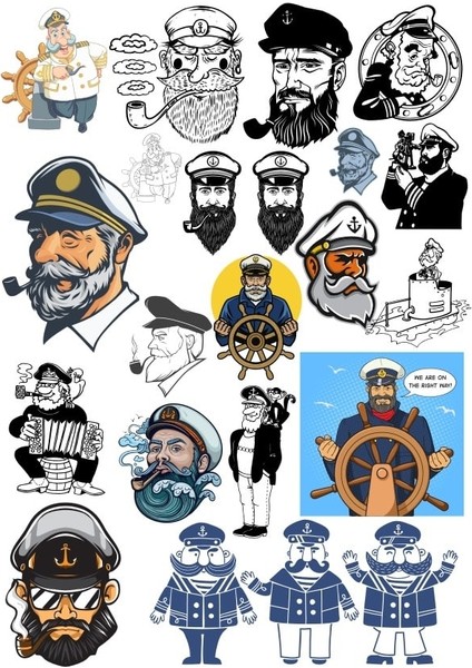 Gemi Kaptanı Sticker Set 20 Parça Telefon, Tablet, Defter, Laptop Sticker