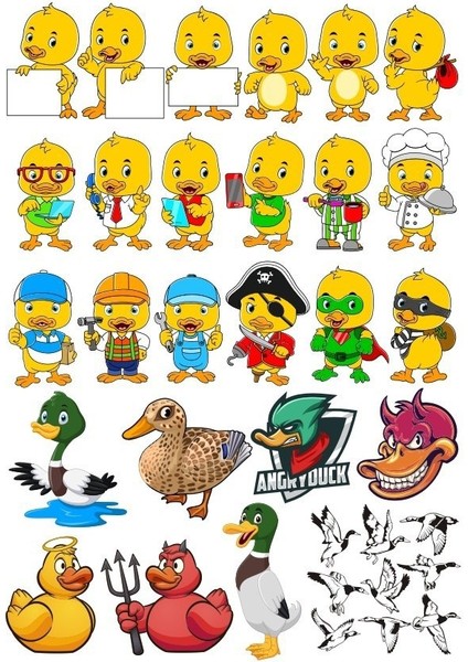 Ördek Temalı Sticker Set-3 25 Parça Telefon, Tablet, Defter, Laptop Sticker