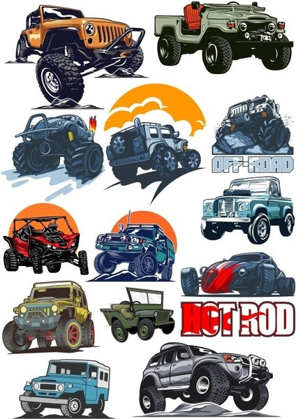 Jep Offroad Araba Sticker Set 13 Parça Telefon, Tablet, Defter, Laptop Sticker