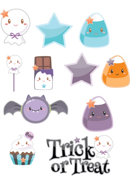 Sevimli Sticker Set 1 12 Parça Telefon, Tablet, Defter, Laptop Sticker