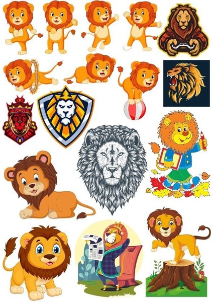 Aslan Sticker Set-17 17 Parça Telefon, Tablet, Defter, Laptop Sticker