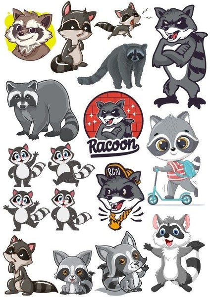 Racun Sticker Set-4 17 Parça Telefon, Tablet, Defter, Laptop Sticker