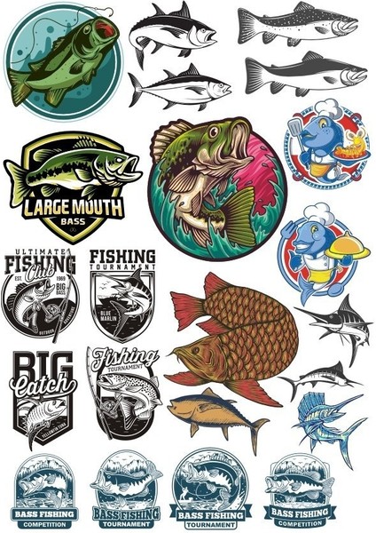 Balık Balıkçı Sticker Set 17 Parça Telefon, Tablet, Defter, Laptop Sticker