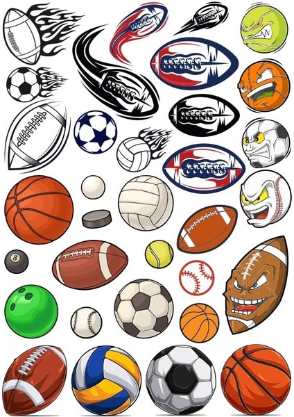 Spor Topları Sticker Set 1 15 Parça Telefon, Tablet, Defter, Laptop Sticker