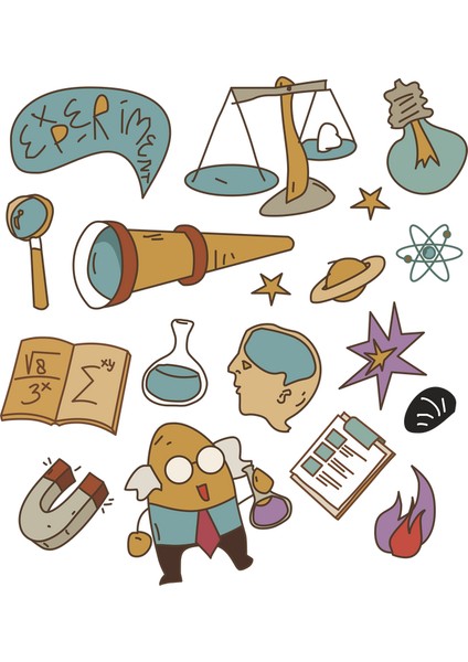 Bilim Uzay Sticker Set 15 Parça Telefon, Tablet, Defter, Laptop Sticker