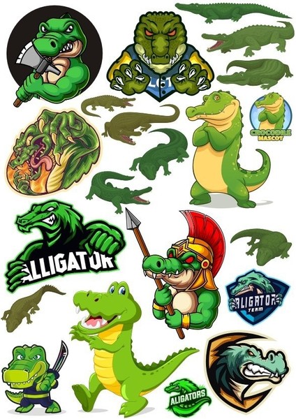 Timsah Sticker Set-11 17 Parça Telefon, Tablet, Defter, Laptop Sticker