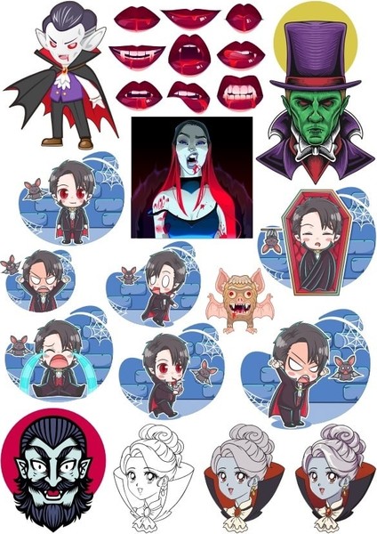Vampir Sticker Set 3 20 Parça Telefon, Tablet, Defter, Laptop Sticker