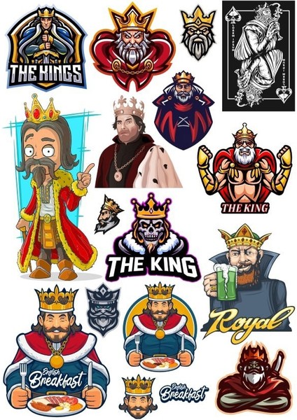 Kral Sticker Set 5 18 Parça Telefon, Tablet, Defter, Laptop Sticker