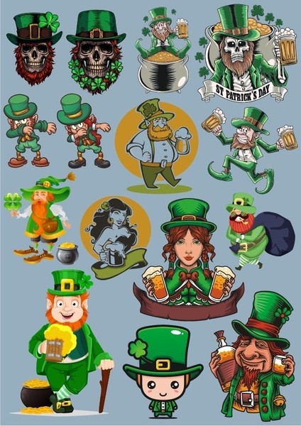 Irlandalı Sticker Set-3 17 Parça Telefon, Tablet, Defter, Laptop Sticker