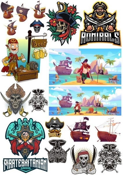 Korsan Kuru Kafa Sticker Set-3 15 Parça Telefon, Tablet, Defter, Laptop Sticker