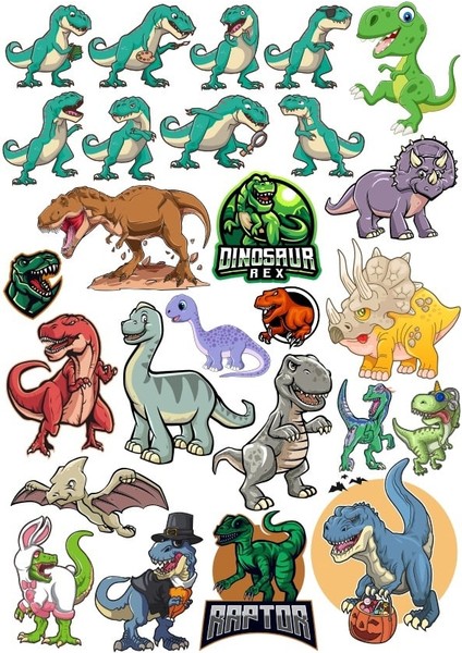 Dinozorlar Sticker Set 20 Parça Telefon, Tablet, Defter, Laptop Sticker