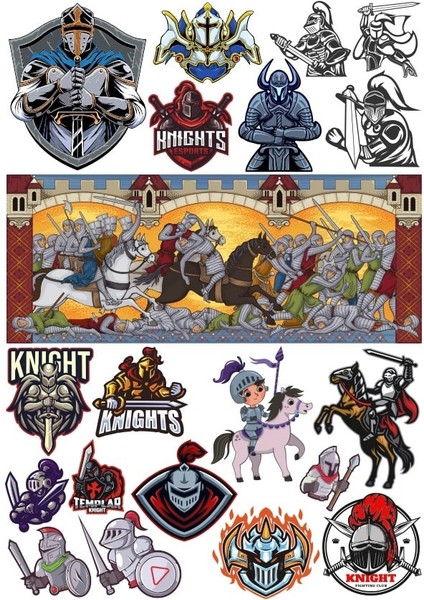 Şövalyeler Sticker Set 6 20 Parça Telefon, Tablet, Defter, Laptop Sticker