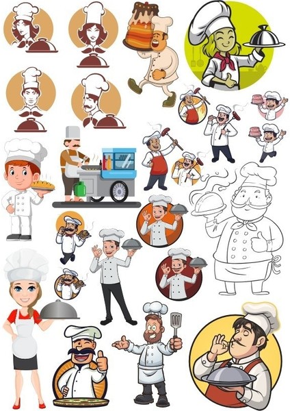 Aşçı Chef Sticker Set-2 27 Parça Telefon, Tablet, Defter, Laptop Sticker