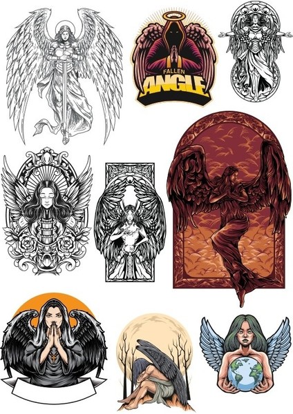 Düşmüş Melek Sticker Set 9 Parça Telefon, Tablet, Defter, Laptop Sticker