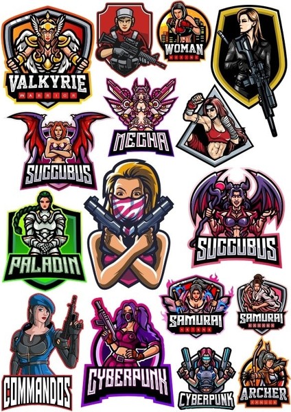 Kadın Karakterler Sticker Set 2 14 Parça Telefon, Tablet, Defter, Laptop Sticker