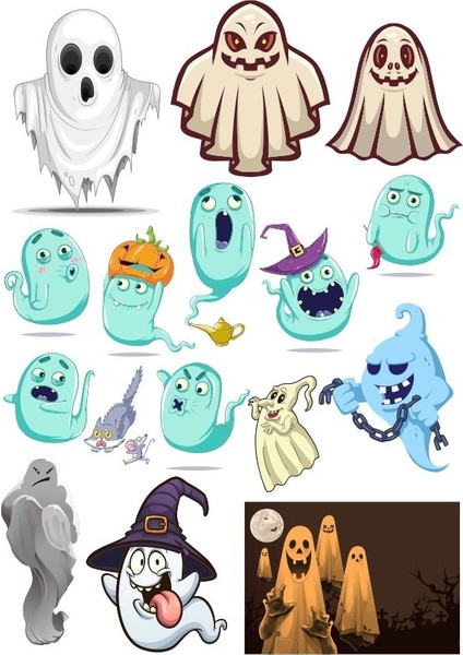 Hayalet Sticker Set-2 17 Parça Telefon, Tablet, Defter, Laptop Sticker
