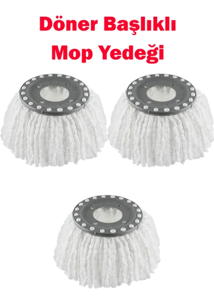 Sihirli Mop Döner Başlıklı Mop Yedeği Yedek Paspas 3 Adet