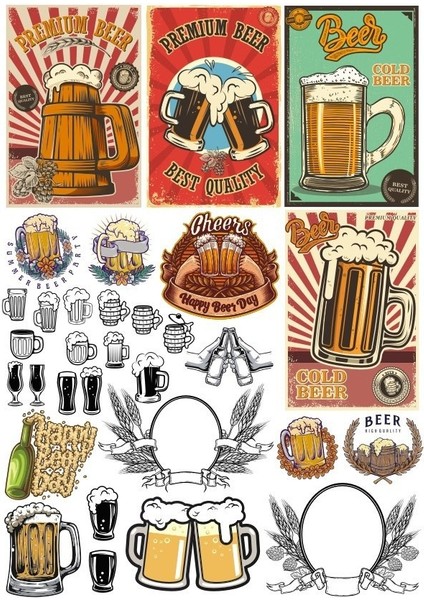 Retro Bira Sticker Set 20 Parça Telefon, Tablet, Defter, Laptop Sticker