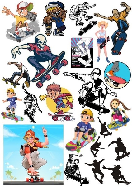 Kaykay Sticker Set 25 Parça Telefon, Tablet, Defter, Laptop Sticker