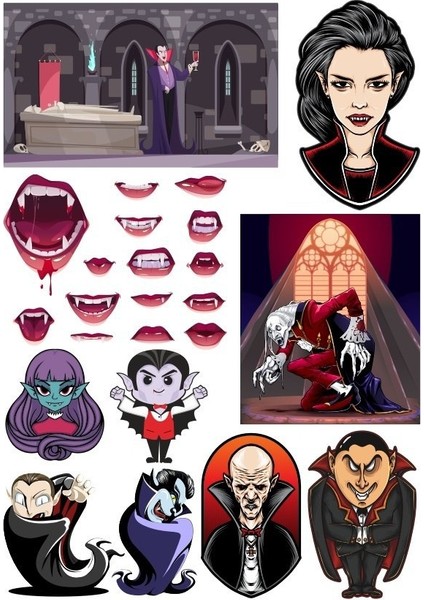 Vampir Dracula Sticker Set-1 15 Parça Telefon, Tablet, Defter, Laptop Sticker