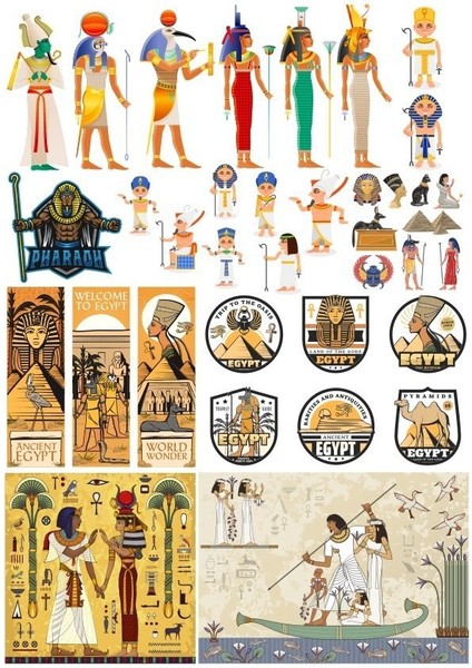 Mısır Temalı Sticker Set-5 17 Parça Telefon, Tablet, Defter, Laptop Sticker