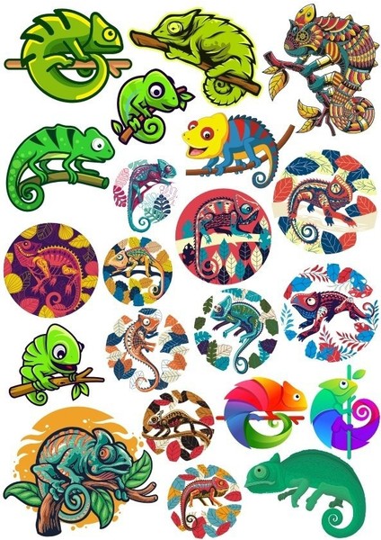 Bukalemun Sticker Set 20 Parça Telefon, Tablet, Defter, Laptop Sticker