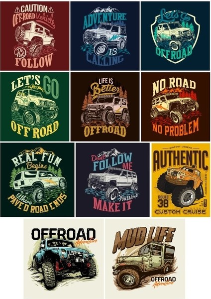 Off Road 4x4 Sticker Set 11 Parça Telefon, Tablet, Defter, Laptop Sticker