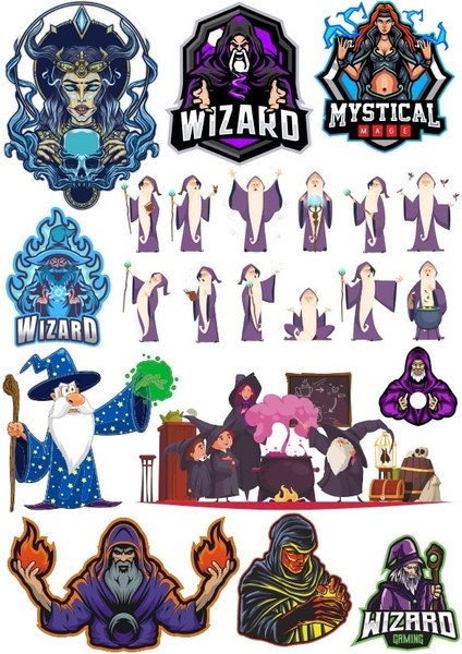 Büyücü Sticker Set 4 18 Parça Telefon, Tablet, Defter, Laptop Sticker
