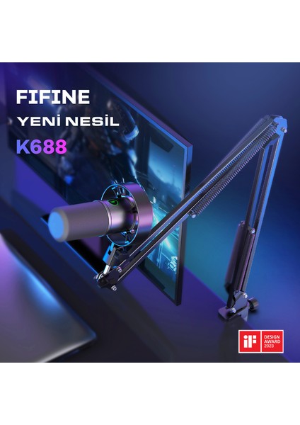 K688 USB - Xlr Dinamik Yayıncı Youtuber Bilgisayar Oyuncu Stüdyo Mikrofonu