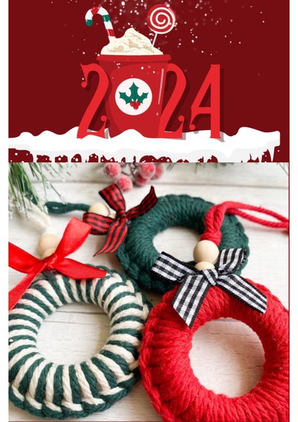 3'lü Handmade Renkli Yılbaşı Ağaç Süsü - Yılbaşı Süsü - Christmas Decor