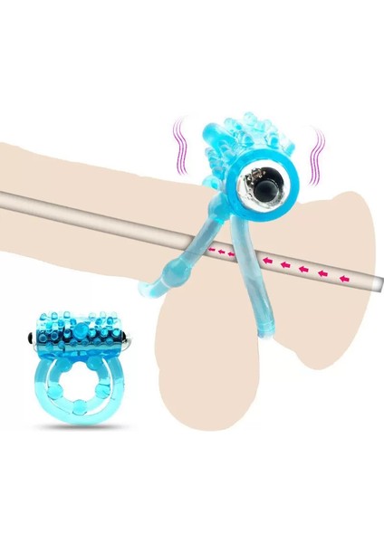 Love Glow Duo Titreşimli Klitoris Uyarıcı Testis ve Penis Halkası - Mavi