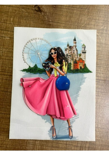 22X17 cm 3 Boyutlu Kabartma Elbiseli Kız Arma Aplike Dikiş Aksesuarı