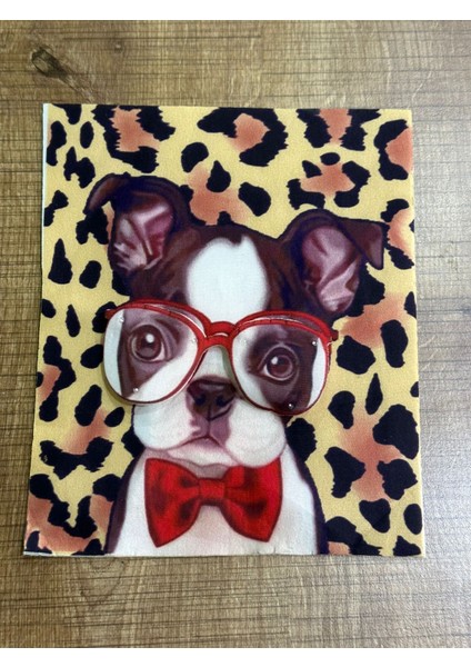 21X18 cm Leopar 3 Boyutlu Gözlüklü Köpek Arma Yama Dikiş Aplike