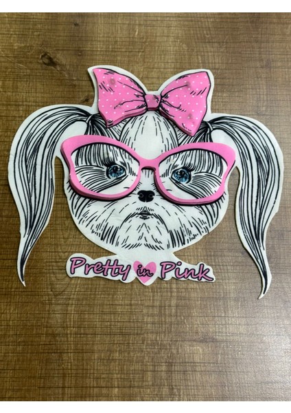 28X24 cm 3 Boyutlu Kız Kedi Pembe Fiyonklu Kedi Arma Aplike