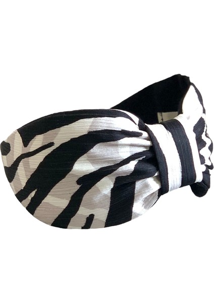 Zebra Desen Saten Siyah Beyaz Taç