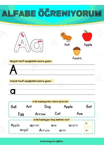 İngilizce Okuma - Yazma ve İlk Matematik Eğitim Seti