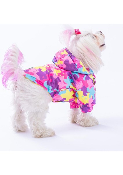 Rosea Camouflage Fileli Su Geçirmez Küçük Irk Köpek Yağmurluğu