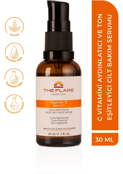 The Flare Health Care Cilt Tonu Eşitleyici Ve Aydınlatıcı %10 C Vitamini Serum 30 ml