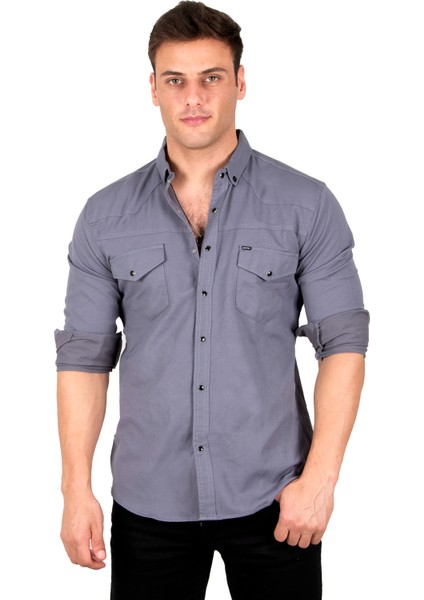 Likralı Çıtçıtlı Çift Cepli Dikiş Detaylı Kot Gömlek 2300419 fiyatları