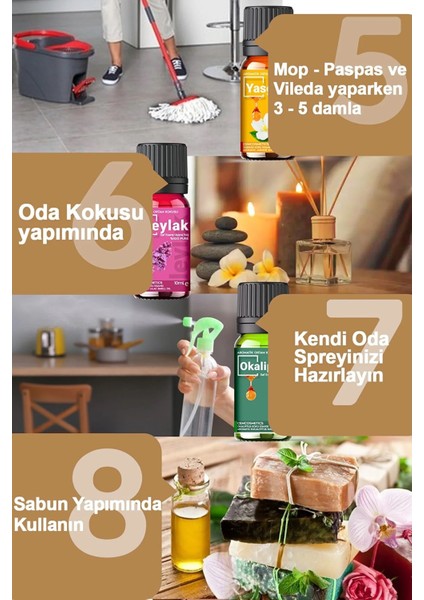 Cosmetics Efsane Çiçekler Oda Kokusu - Buhurdanlık Yağı %100 Saf & Doğal 3'lü Set 3X10ML Aromatik Esansiyel Uçucu Yağ