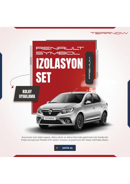 Renault Symbol (2013-2024) Torpido-Kapı Içi Izolasyon Seti - Siyah