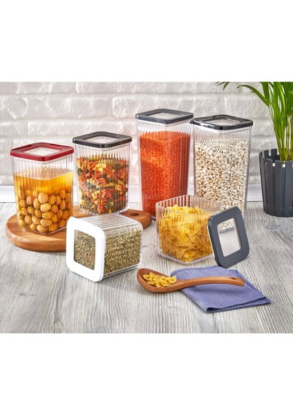 Plastik Kare Kristal Vakumlu Saklama Kabı 3lü Süper Set 1,20 Lt Zeyade