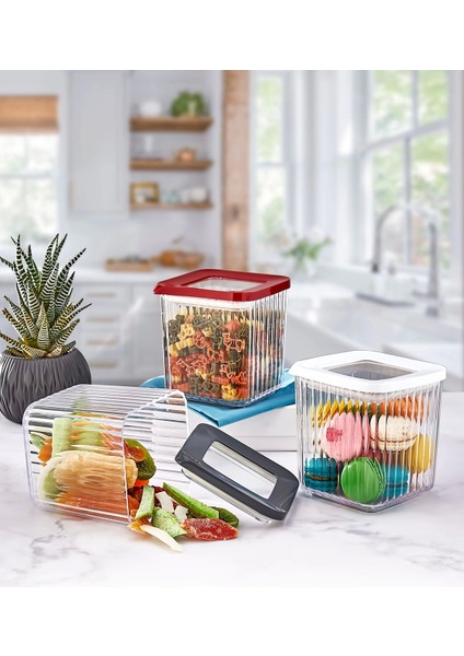 Plastik Kare Kristal Vakumlu Saklama Kabı 3lü Süper Set 800 ml Zeyade