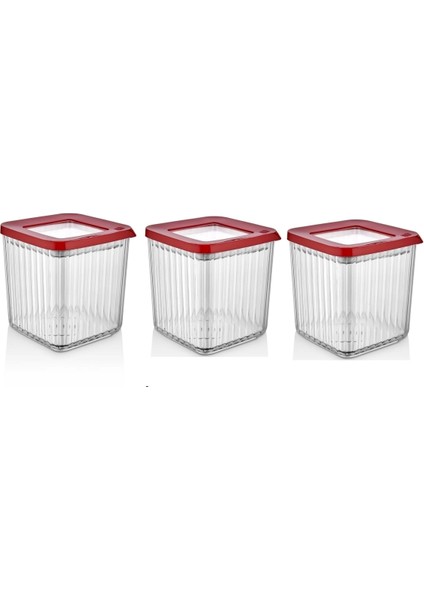 Plastik Kare Kristal Vakumlu Saklama Kabı 3lü Süper Set 800 ml Zeyade