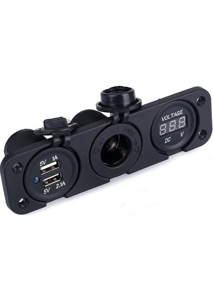 Oto Çift USB Sarj Çakmak Soketi Voltmetre 12V
