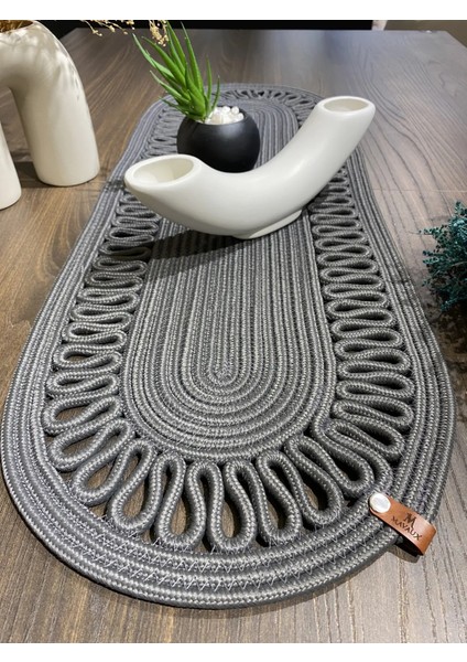 Doğal Hasır ve Desenli Runner 30X80