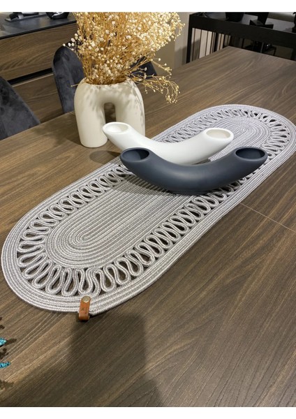 Doğal Hasır ve Desenli Runner 30X80